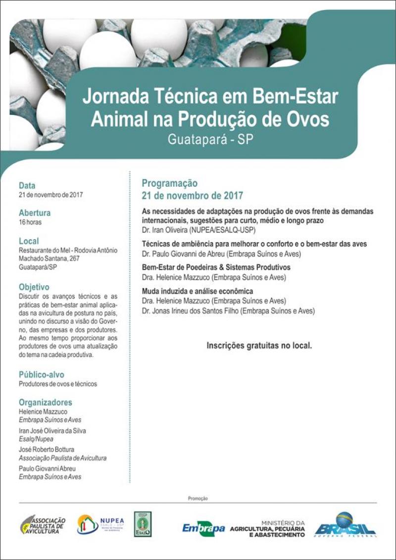 JORNADA TÉCNICA EM BEM-ESTAR ANIMAL NA PRODUÇÃO DE OVOS